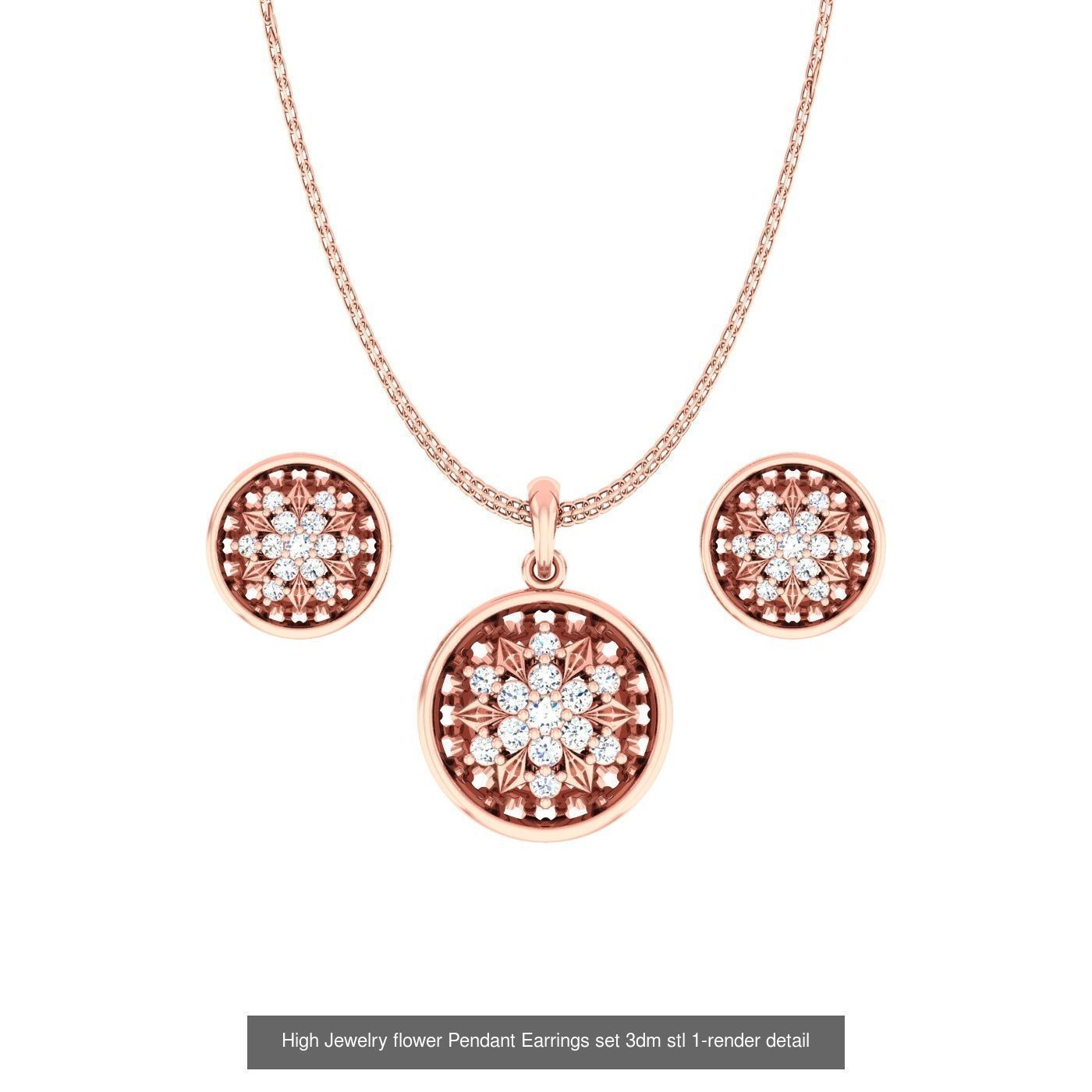 27 High Jewelry Flower Pendant Earrings set 3dm stl 3D Model Collection_22