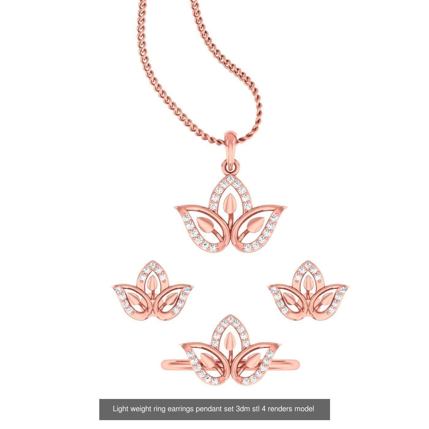 27 High Jewelry Flower Pendant Earrings set 3dm stl 3D Model Collection_6