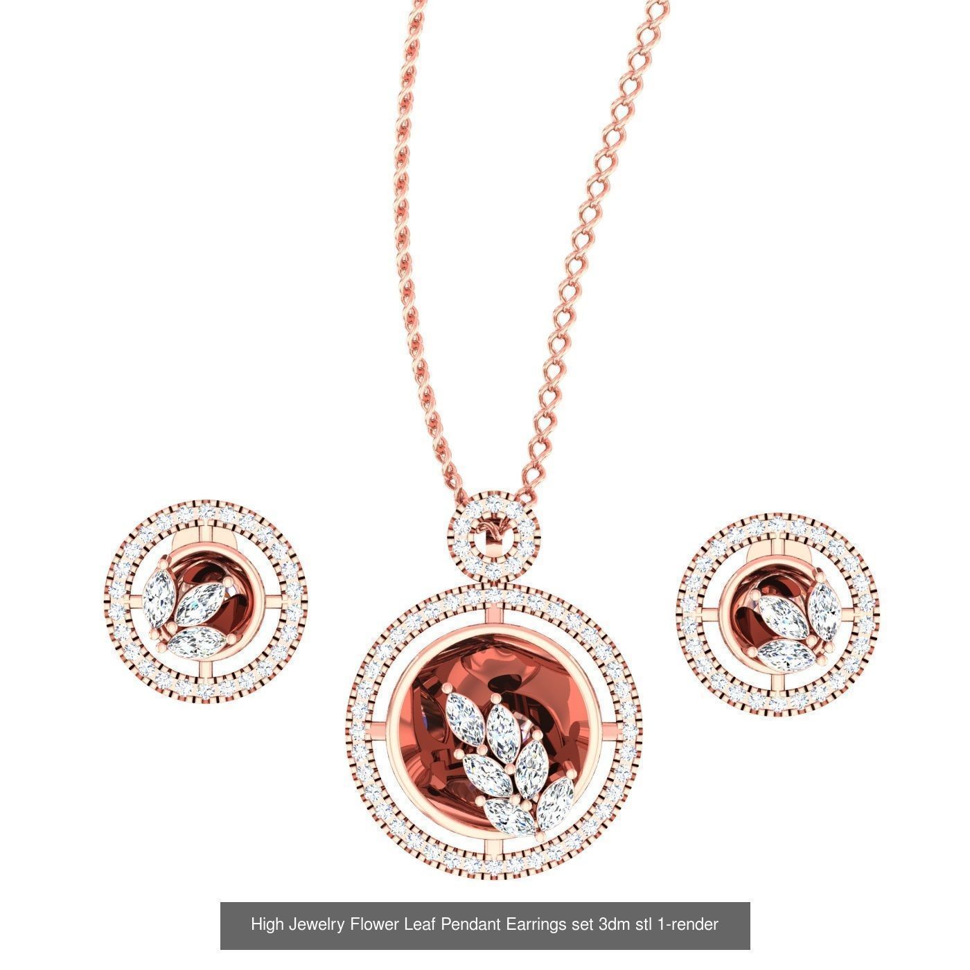 27 High Jewelry Flower Pendant Earrings set 3dm stl 3D Model Collection_11