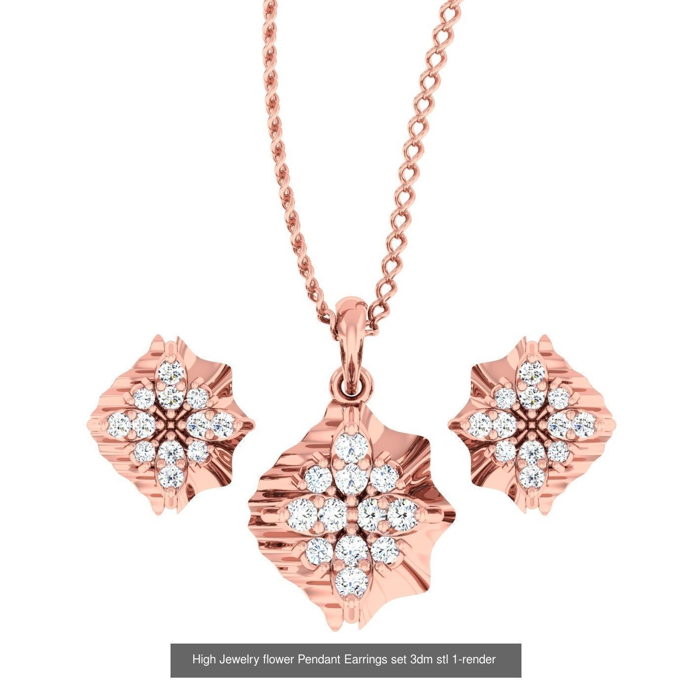 27 High Jewelry Flower Pendant Earrings set 3dm stl 3D Model Collection_14