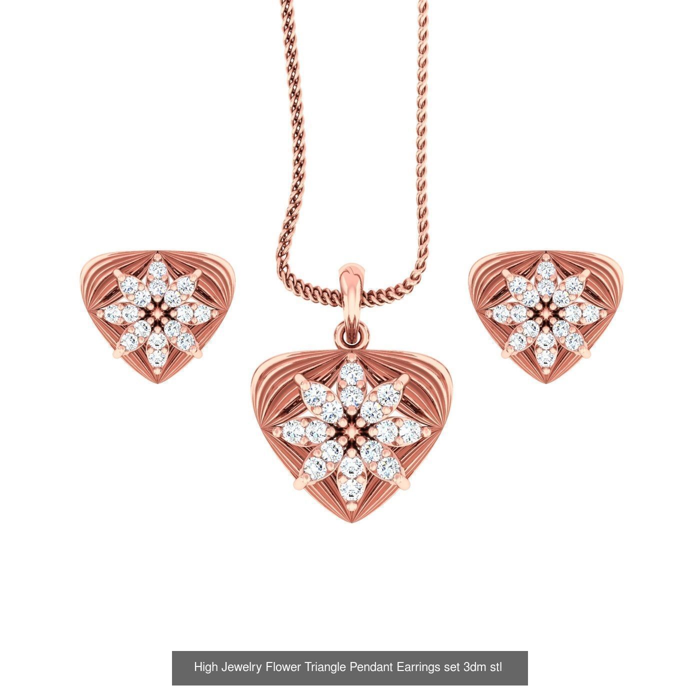 27 High Jewelry Flower Pendant Earrings set 3dm stl 3D Model Collection_20