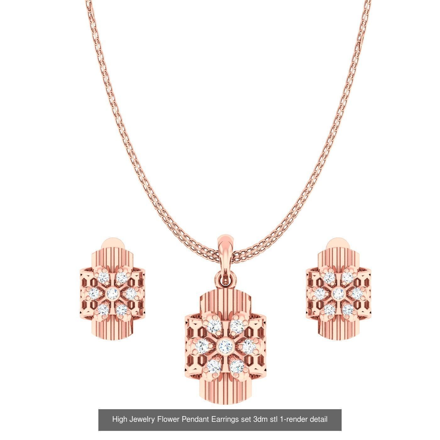 27 High Jewelry Flower Pendant Earrings set 3dm stl 3D Model Collection_18