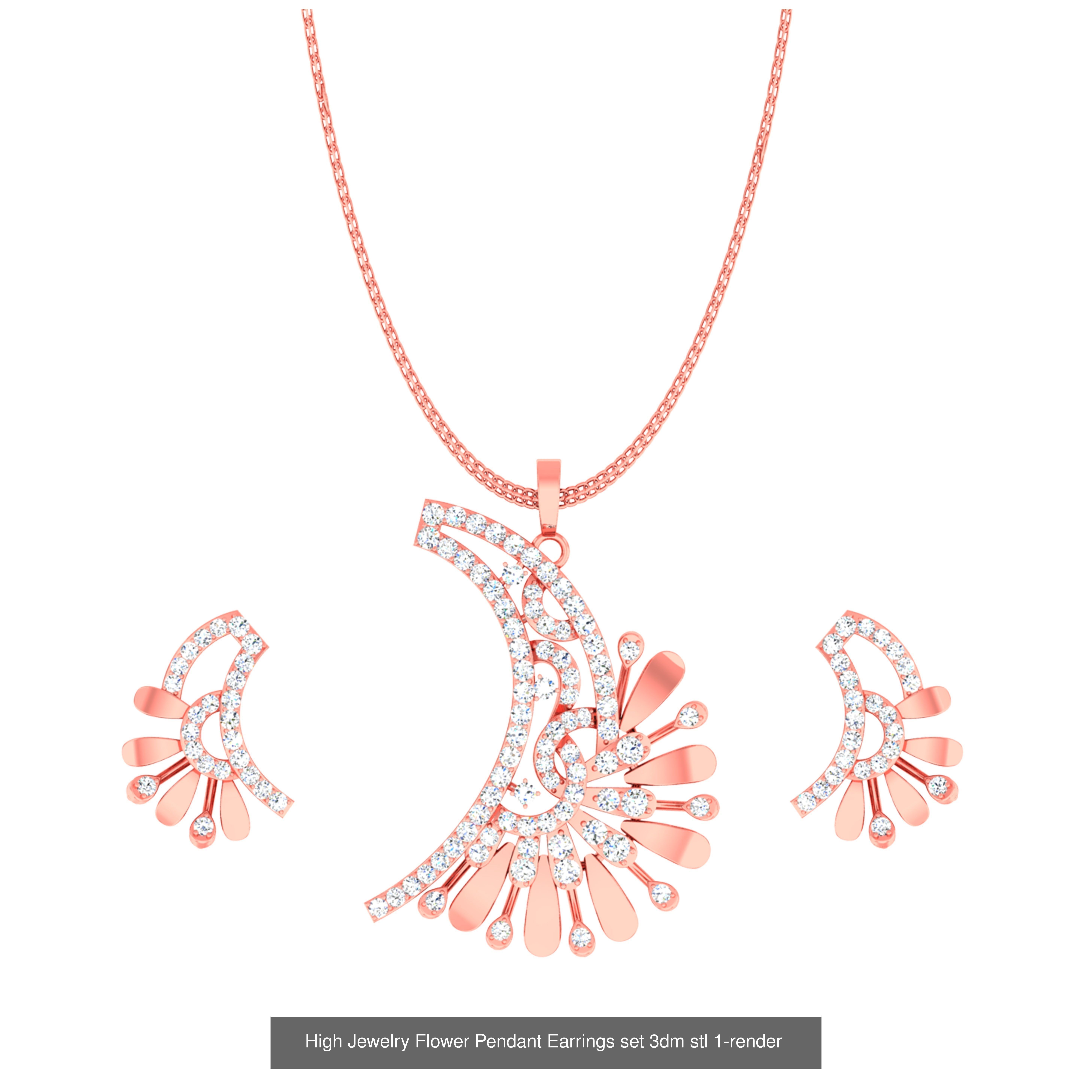 27 High Jewelry Flower Pendant Earrings set 3dm stl 3D Model Collection_9