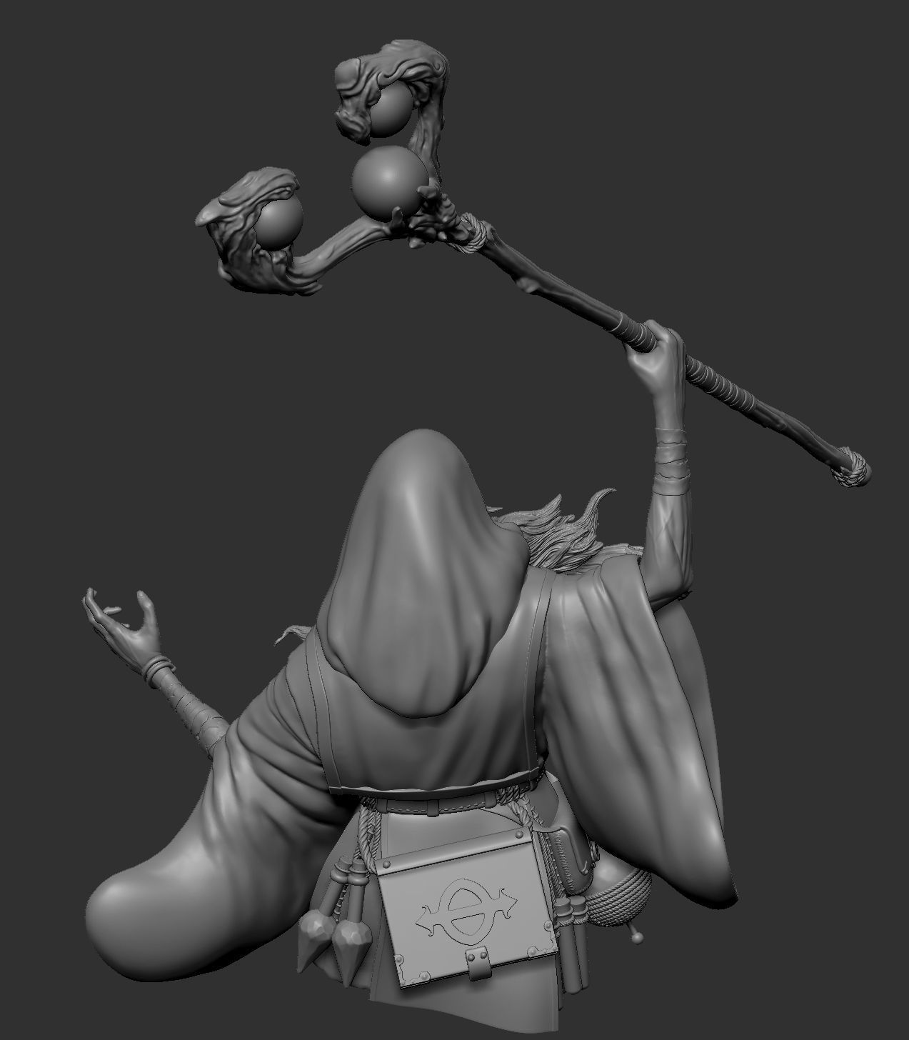 Wizard statue of holding staff Free 3D print model_15
