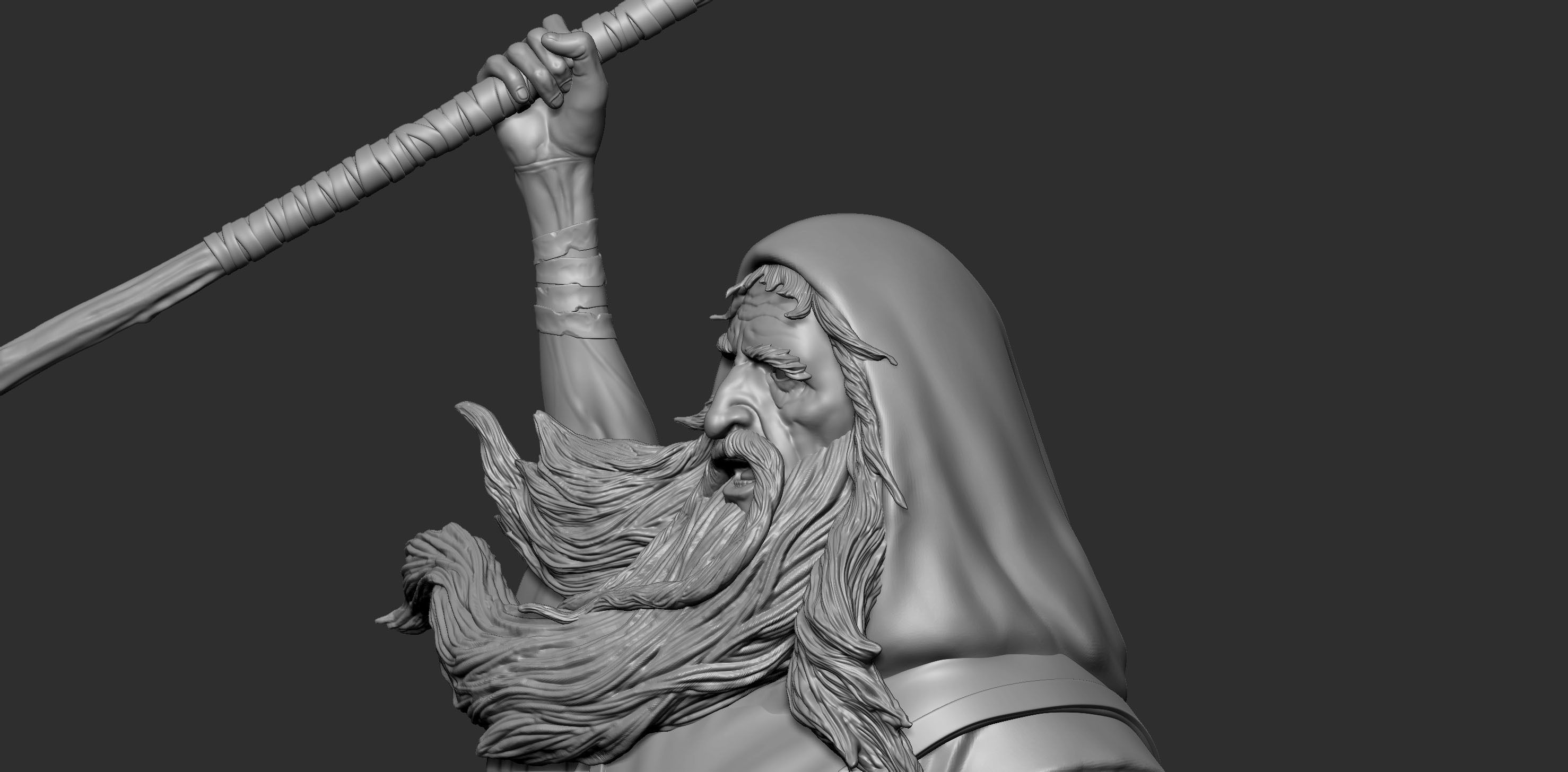 Wizard statue of holding staff Free 3D print model_13