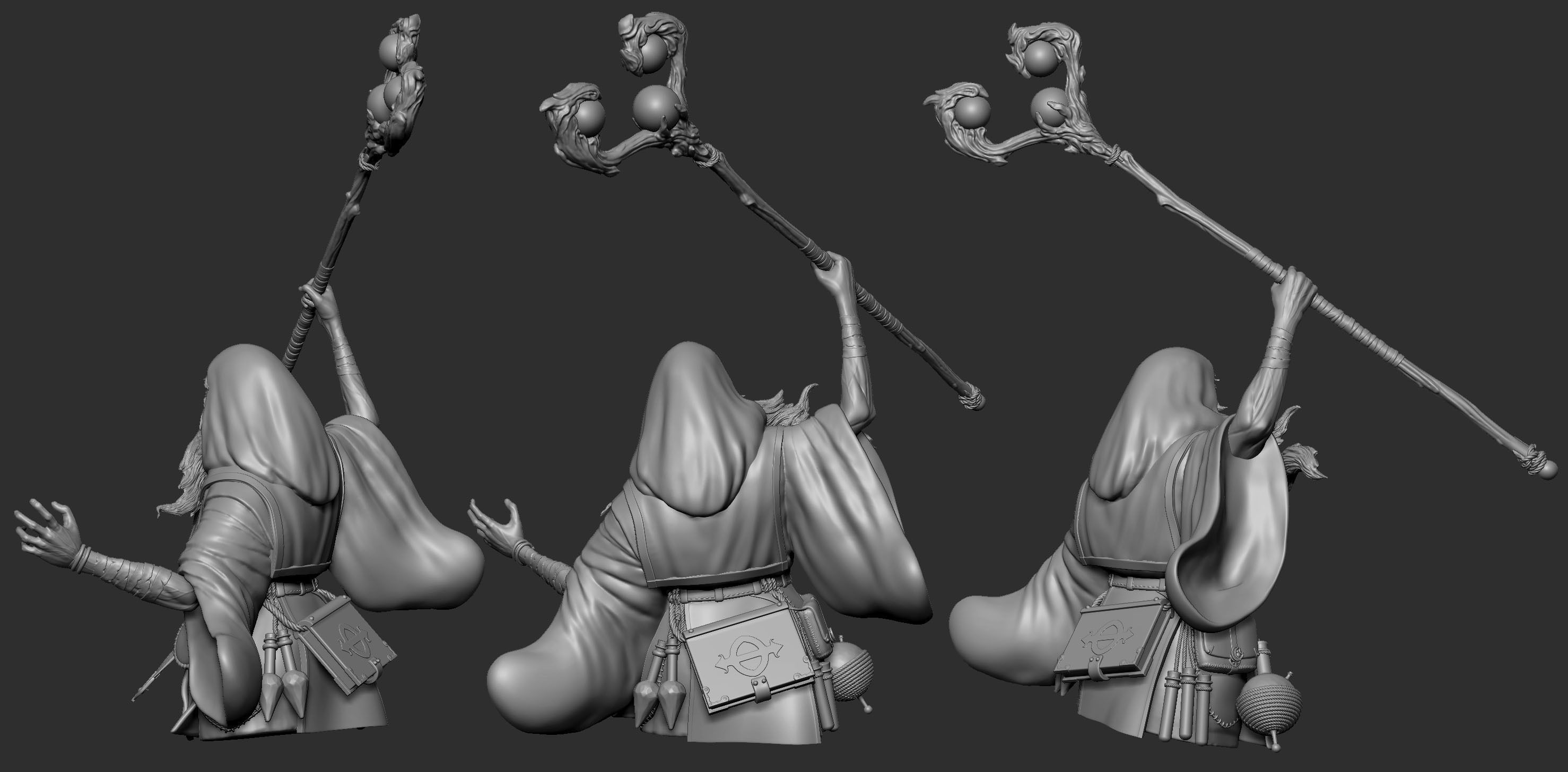 Wizard statue of holding staff Free 3D print model_2