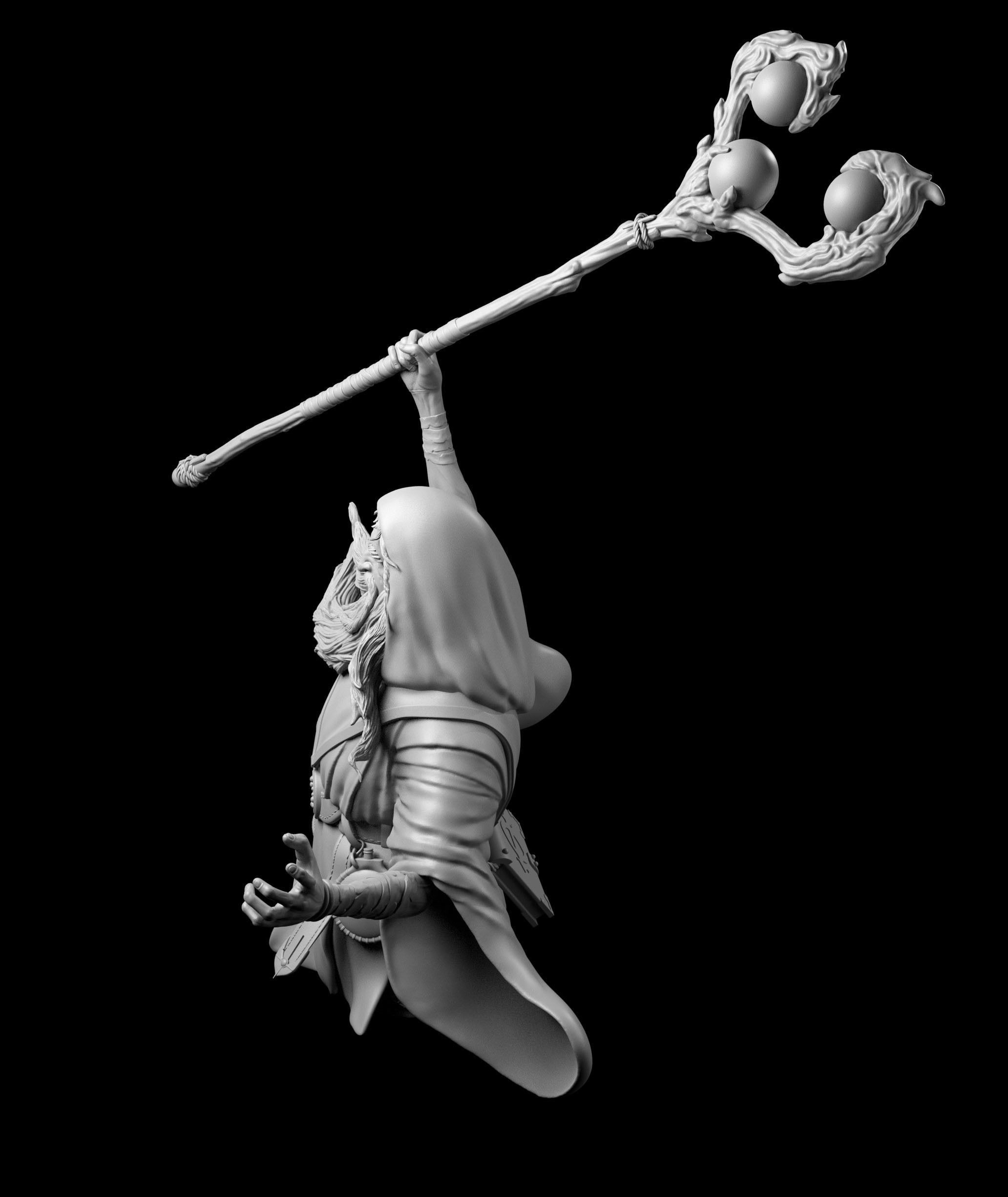 Wizard statue of holding staff Free 3D print model_8
