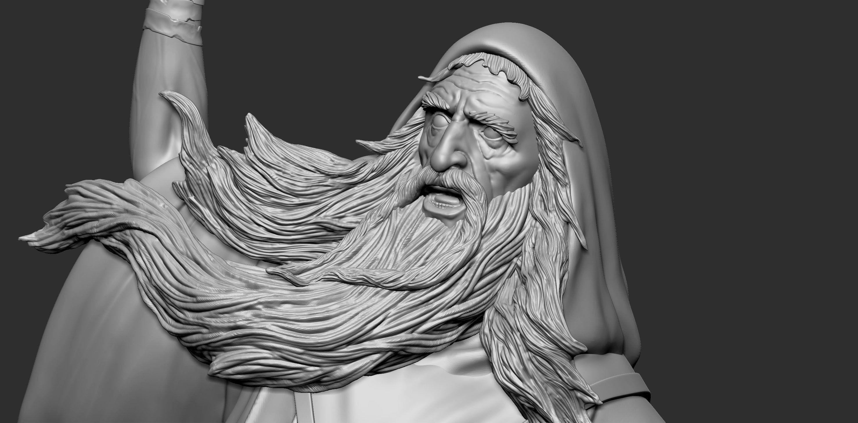 Wizard statue of holding staff Free 3D print model_9