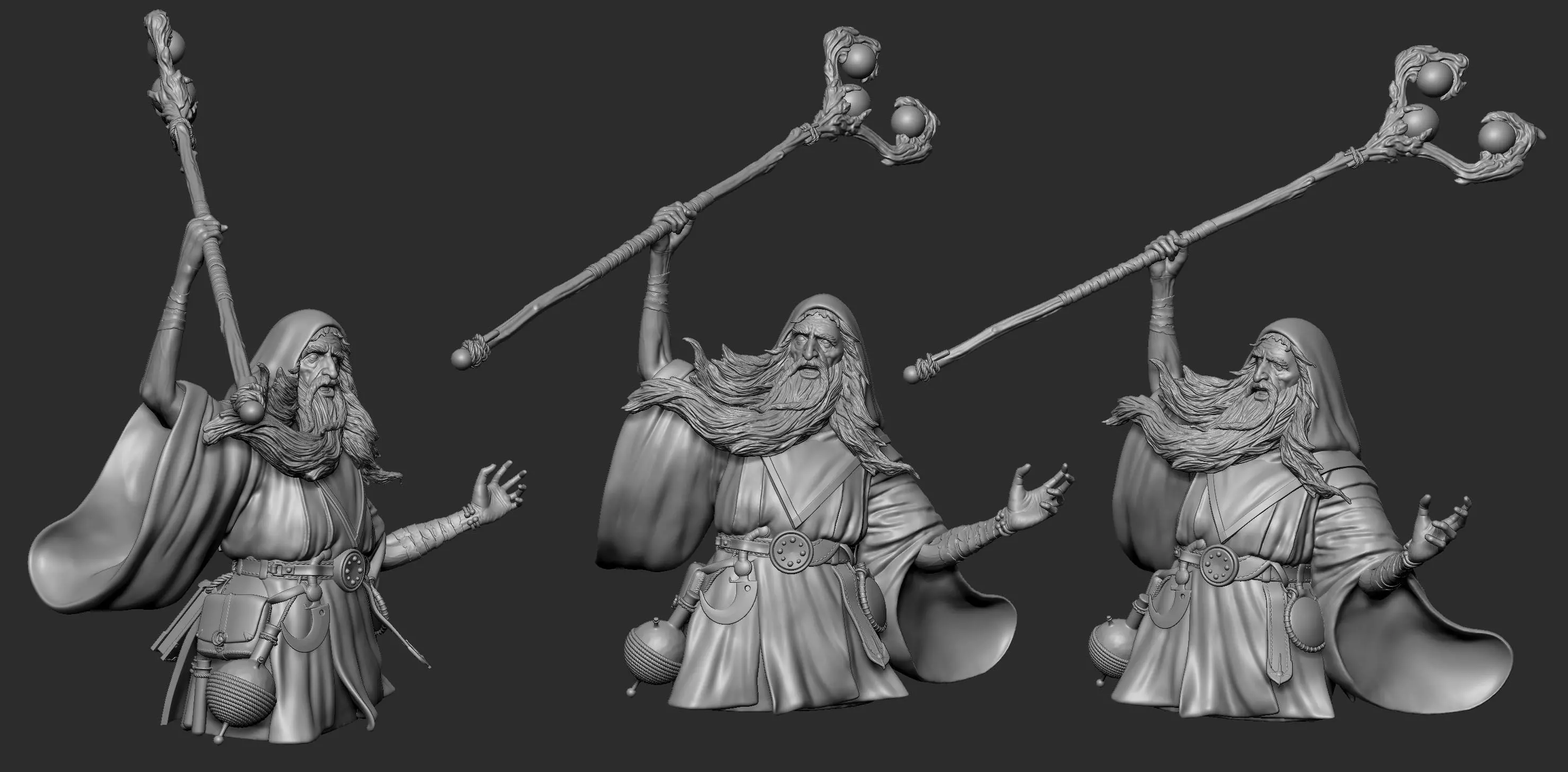 Wizard statue of holding staff Free 3D print model_0