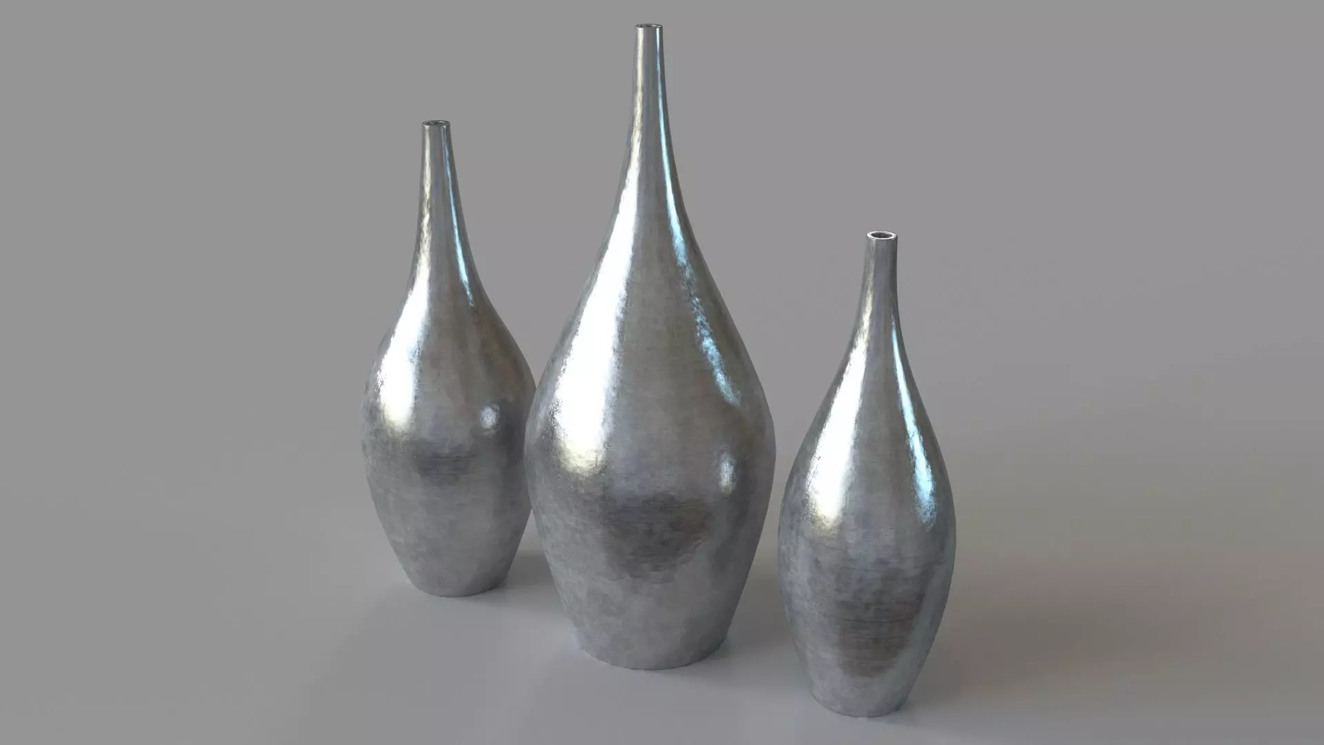 Rajata Vases Set Of 3 Silver 3D model_0