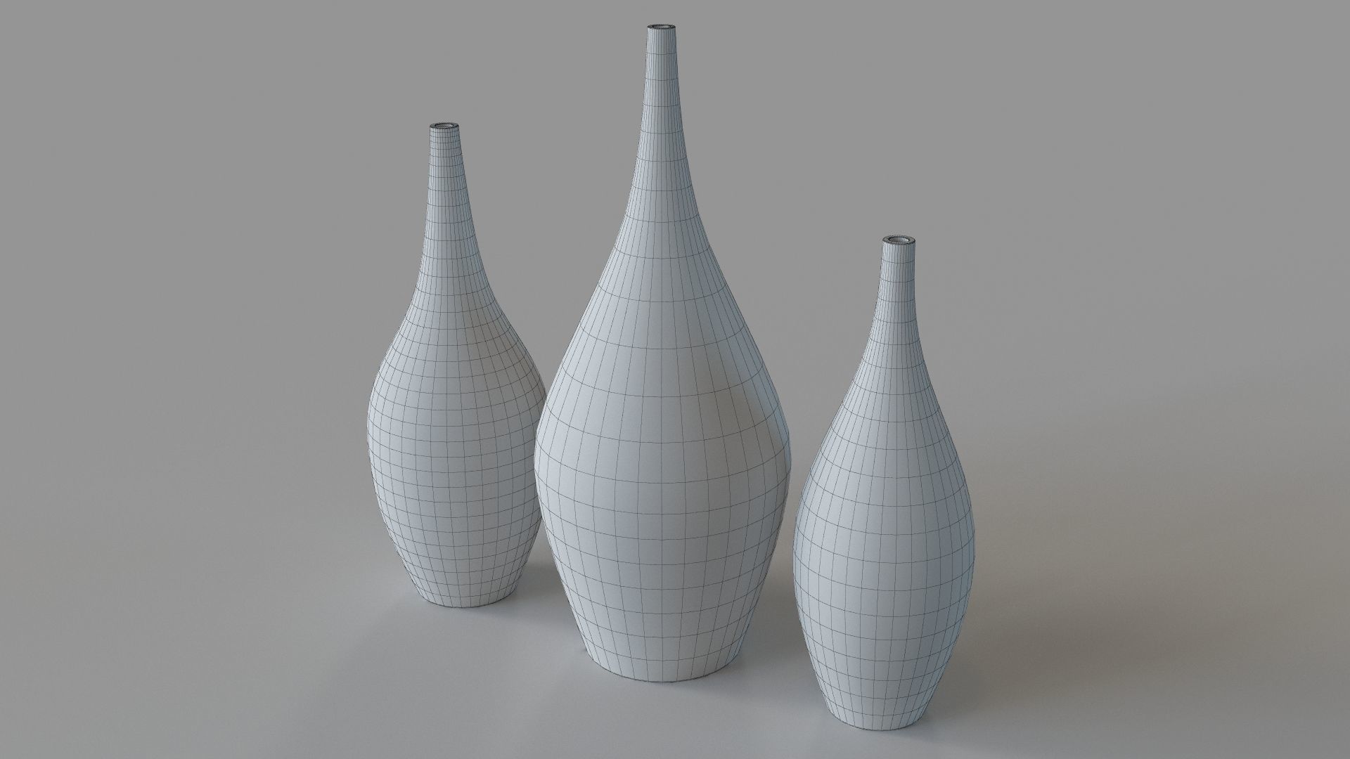Rajata Vases Set Of 3 Silver 3D model_1