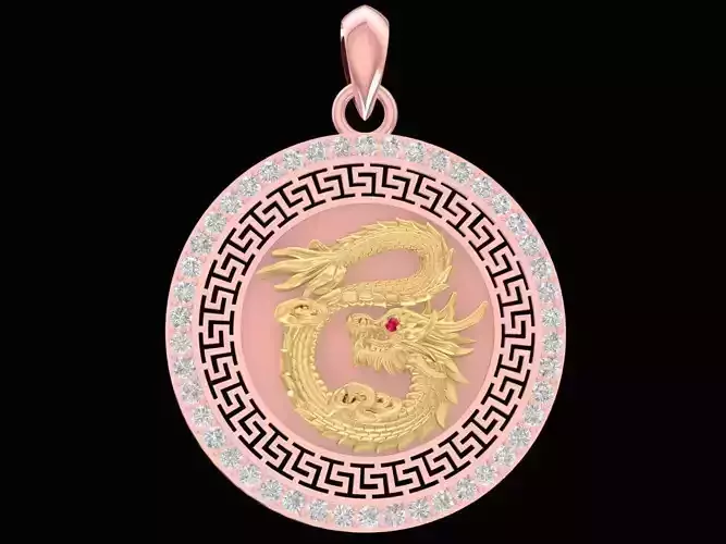 Elegant Asian Dragon Circle Pendant for Men  2929