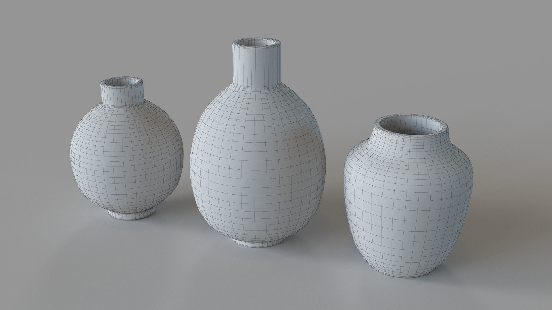 Mercede Weathered Vases Set Of 3 Blue Green 3D model_1