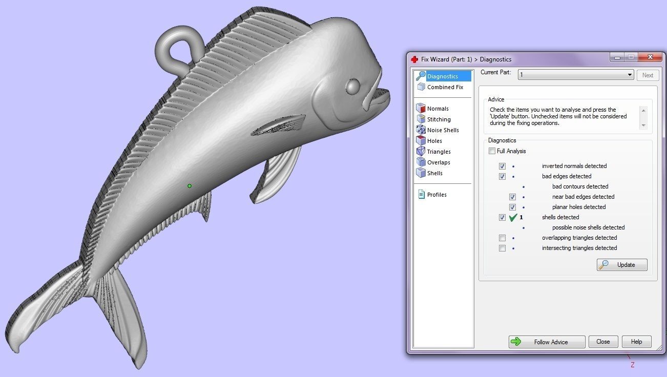 pendant mahi-mahi fish two options 3D print model_5