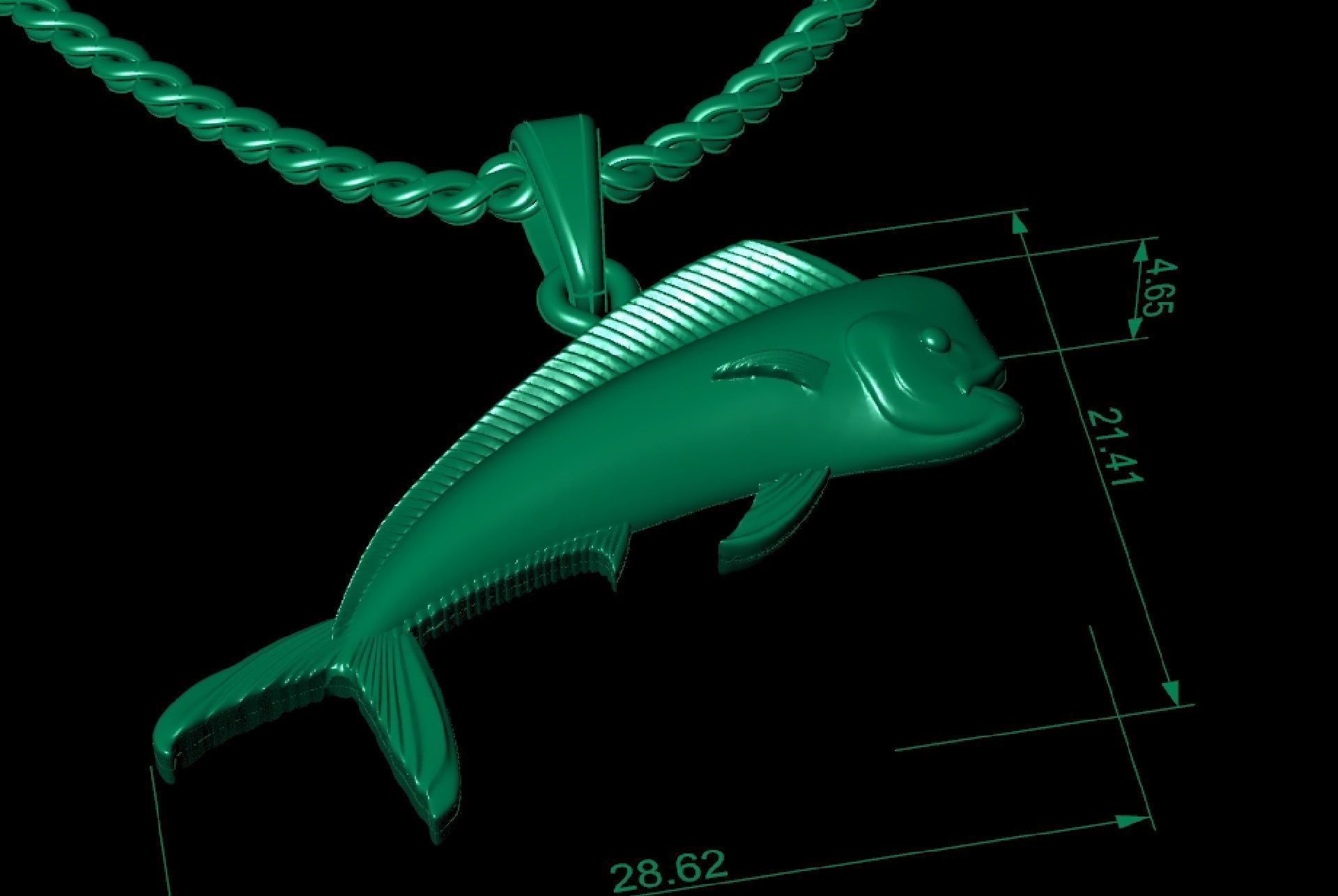 pendant mahi-mahi fish two options 3D print model_2