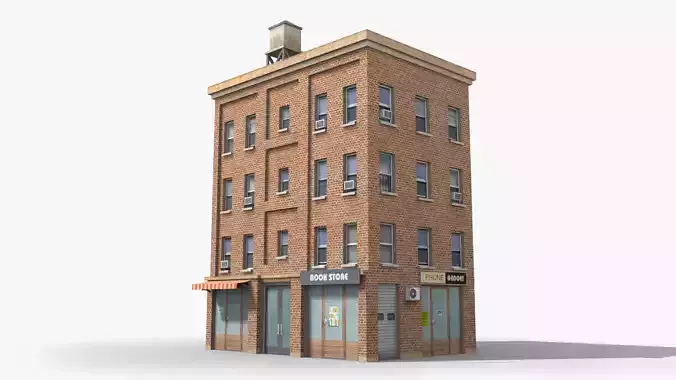 Apartment Building x2 Low-poly 3D model