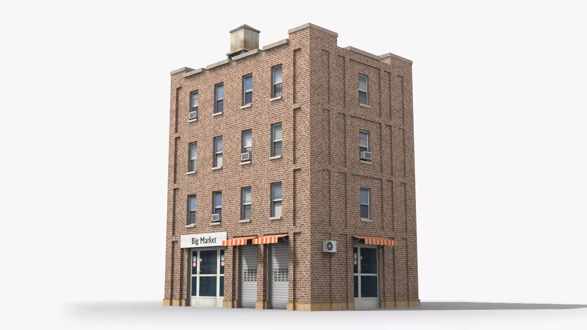 Apartment Building x3 Low-poly 3D model