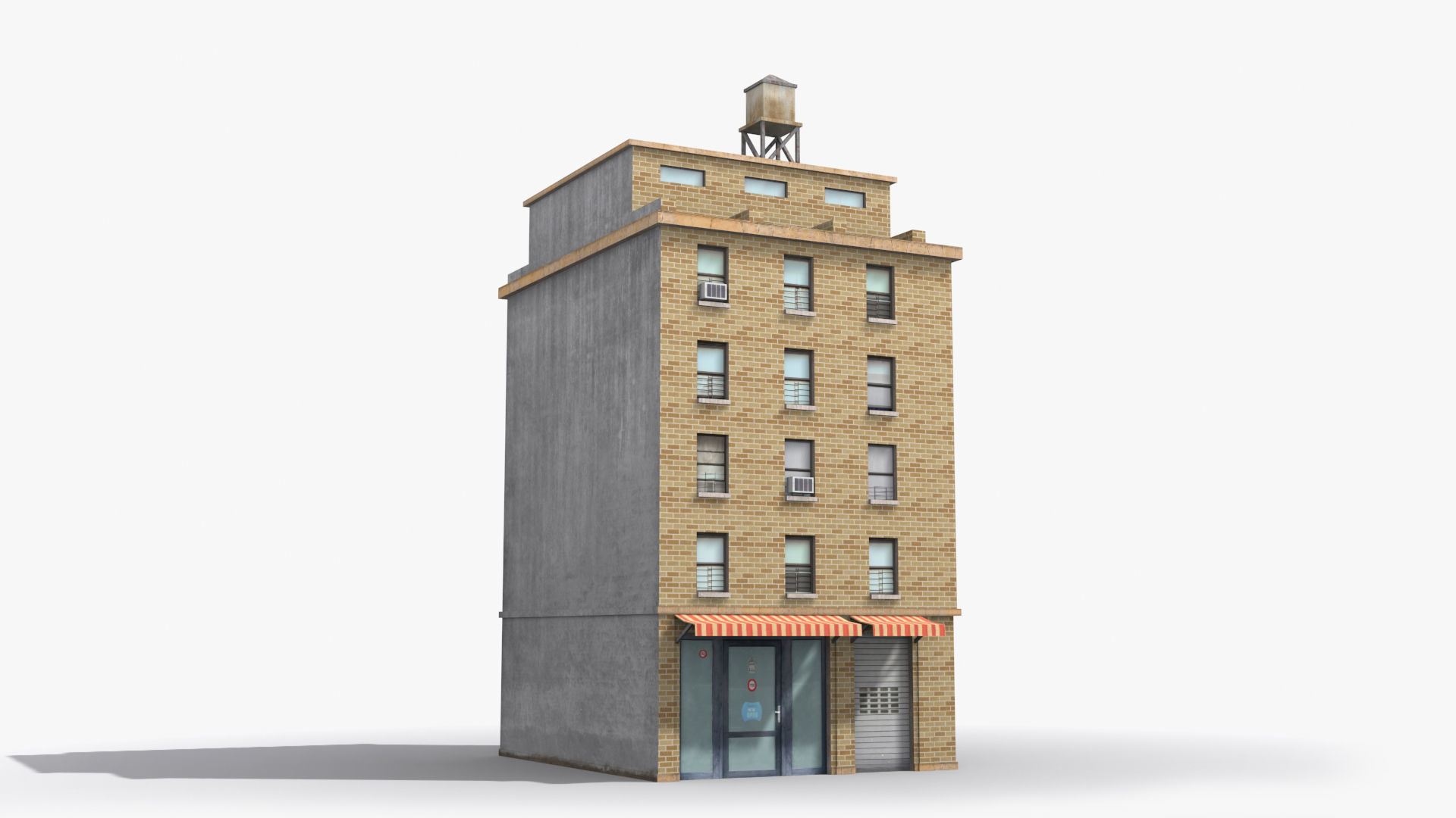Apartment Building x4 Low-poly 3D model_5