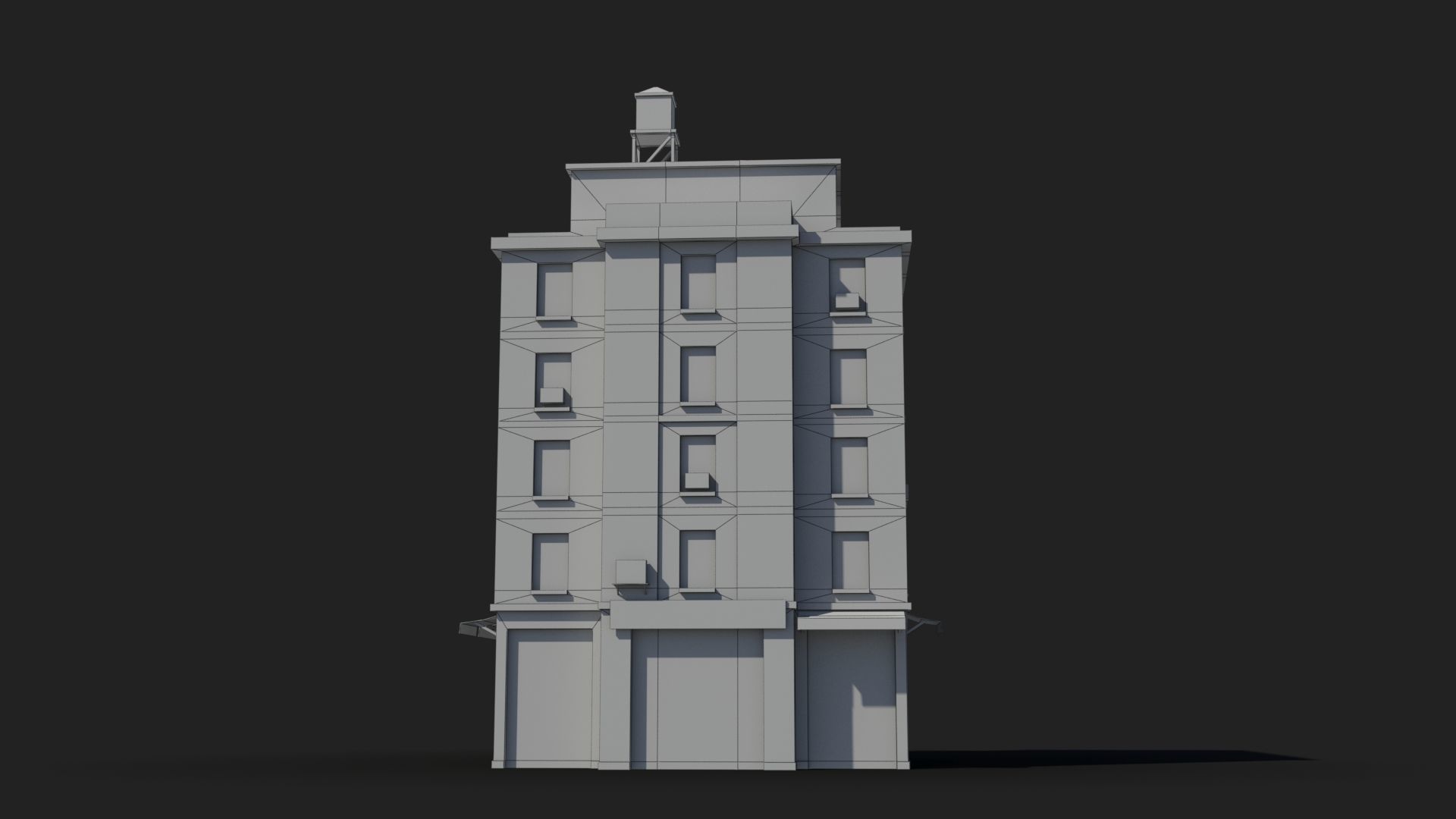 Apartment Building x4 Low-poly 3D model_7