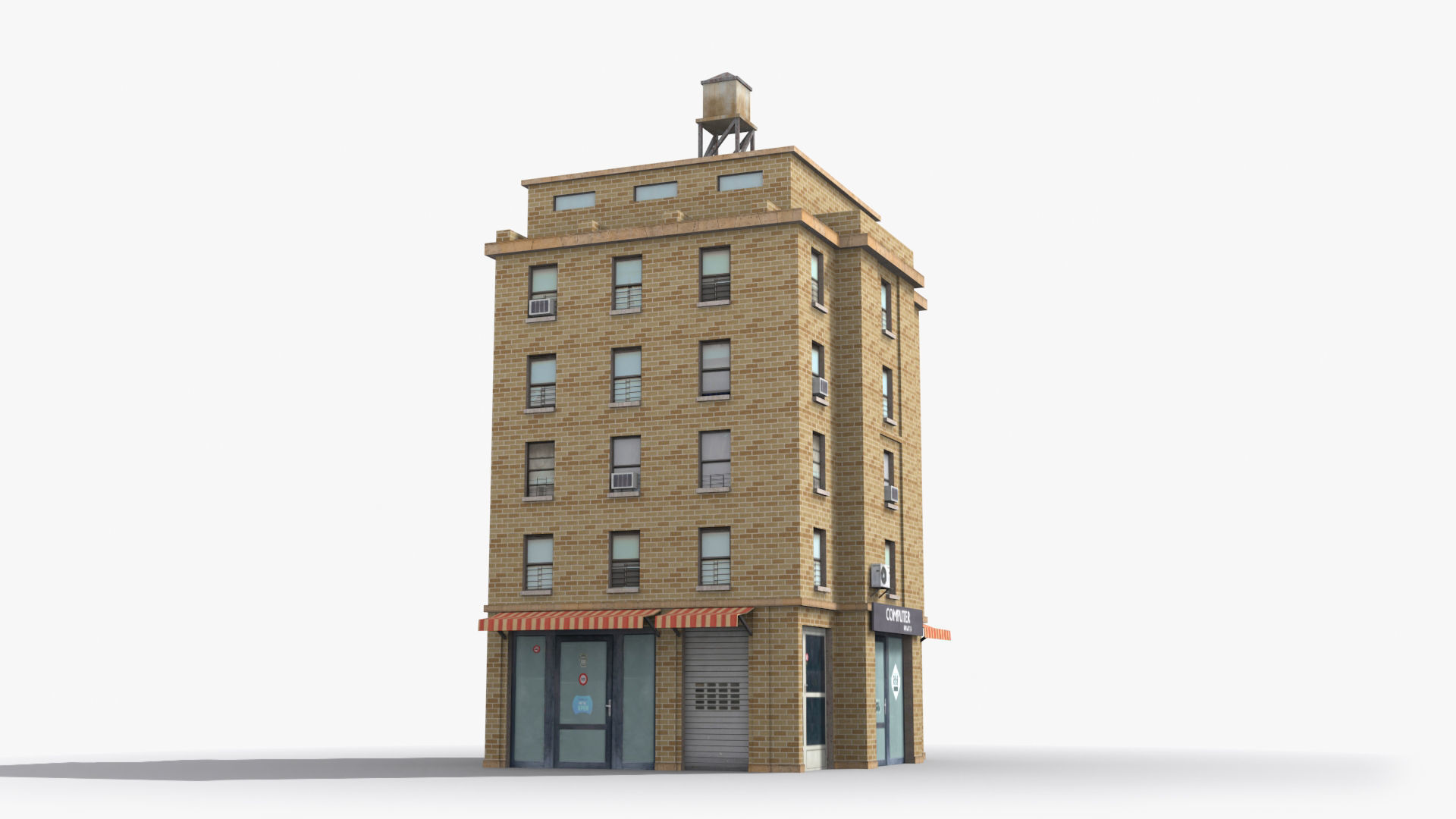 Apartment Building x4 Low-poly 3D model_3