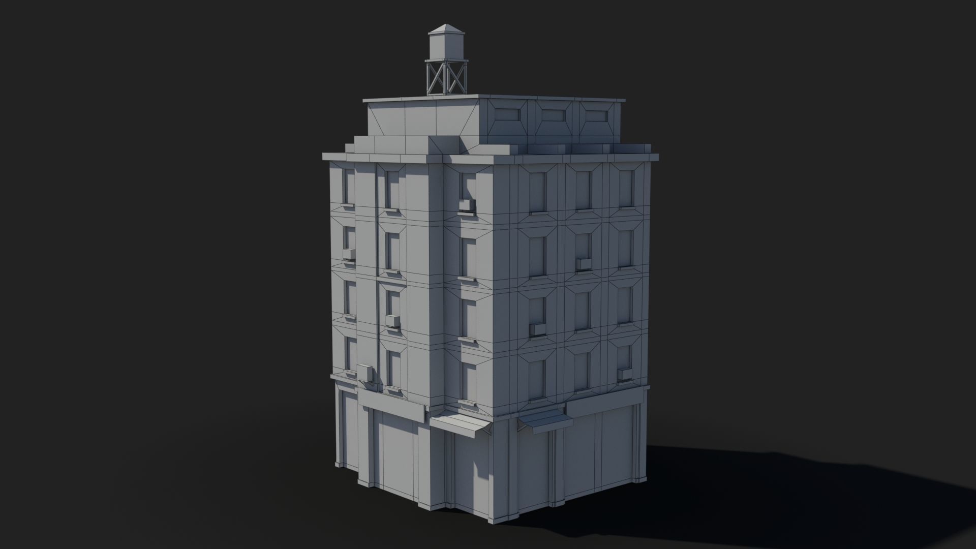 Apartment Building x4 Low-poly 3D model_10