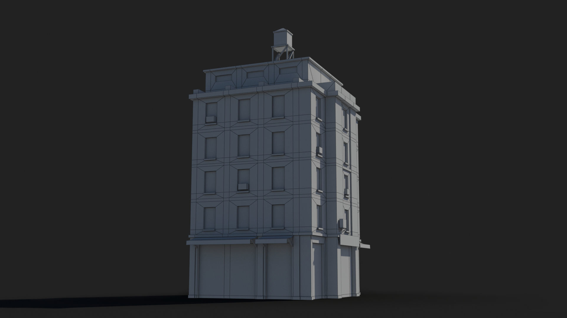 Apartment Building x4 Low-poly 3D model_9