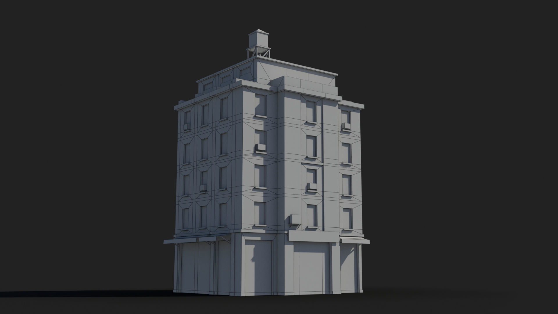 Apartment Building x4 Low-poly 3D model_8