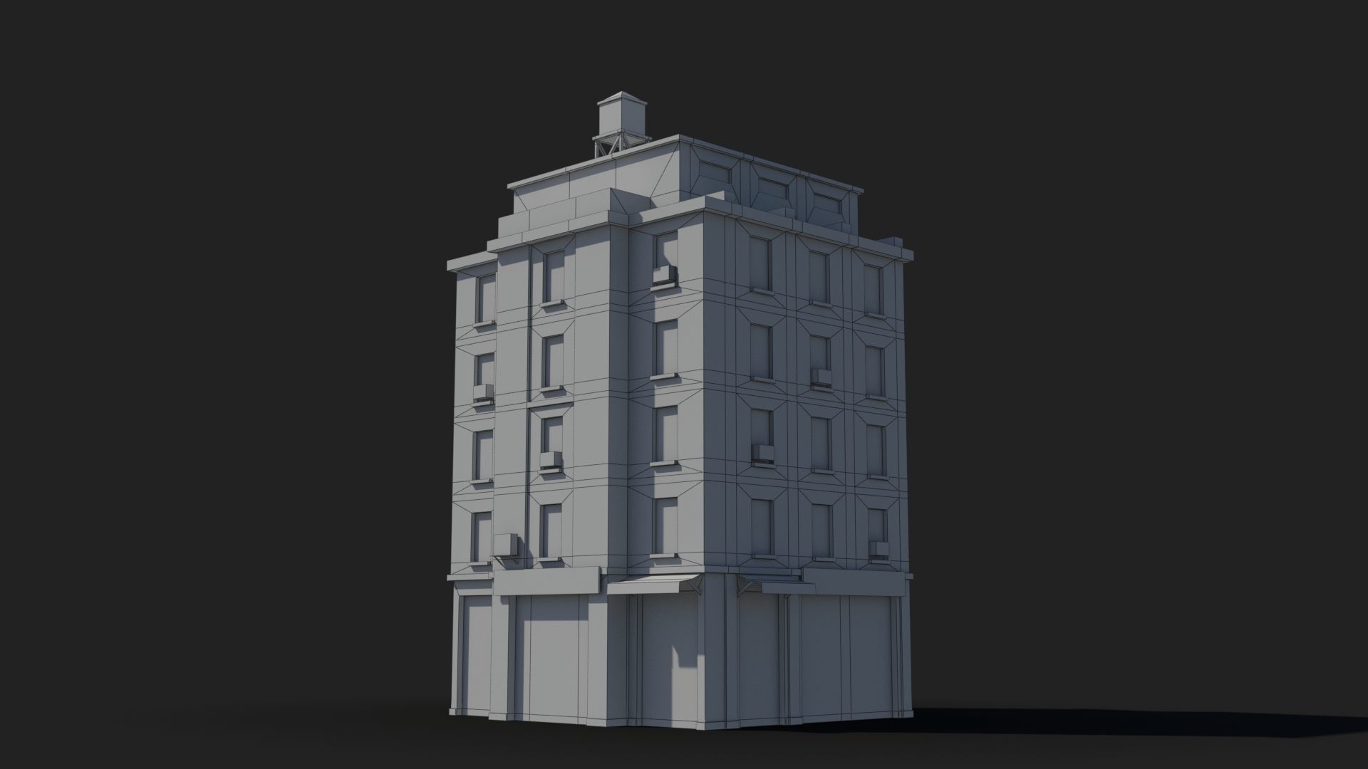 Apartment Building x4 Low-poly 3D model_6