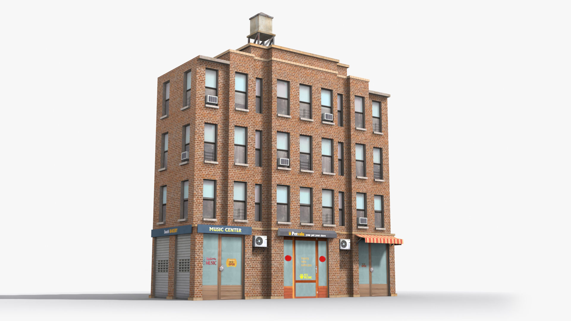 Apartment Building x6 Low-poly 3D model_2