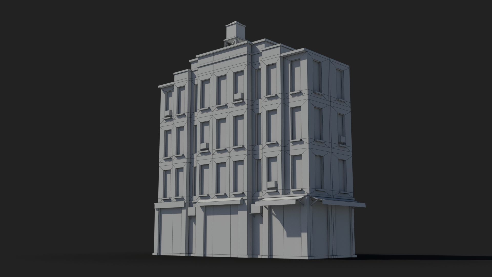 Apartment Building x6 Low-poly 3D model_6