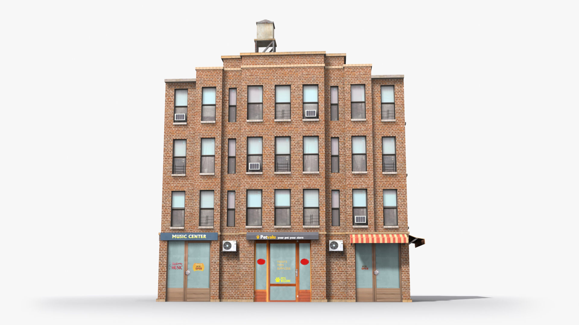 Apartment Building x6 Low-poly 3D model_1