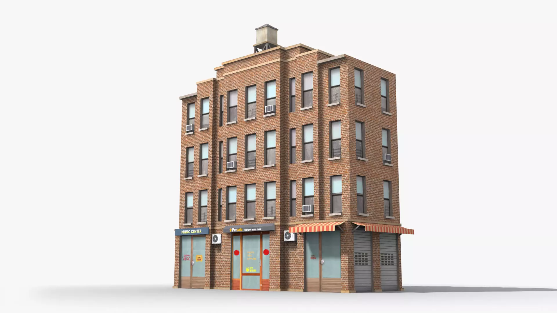 Apartment Building x6 Low-poly 3D model_0