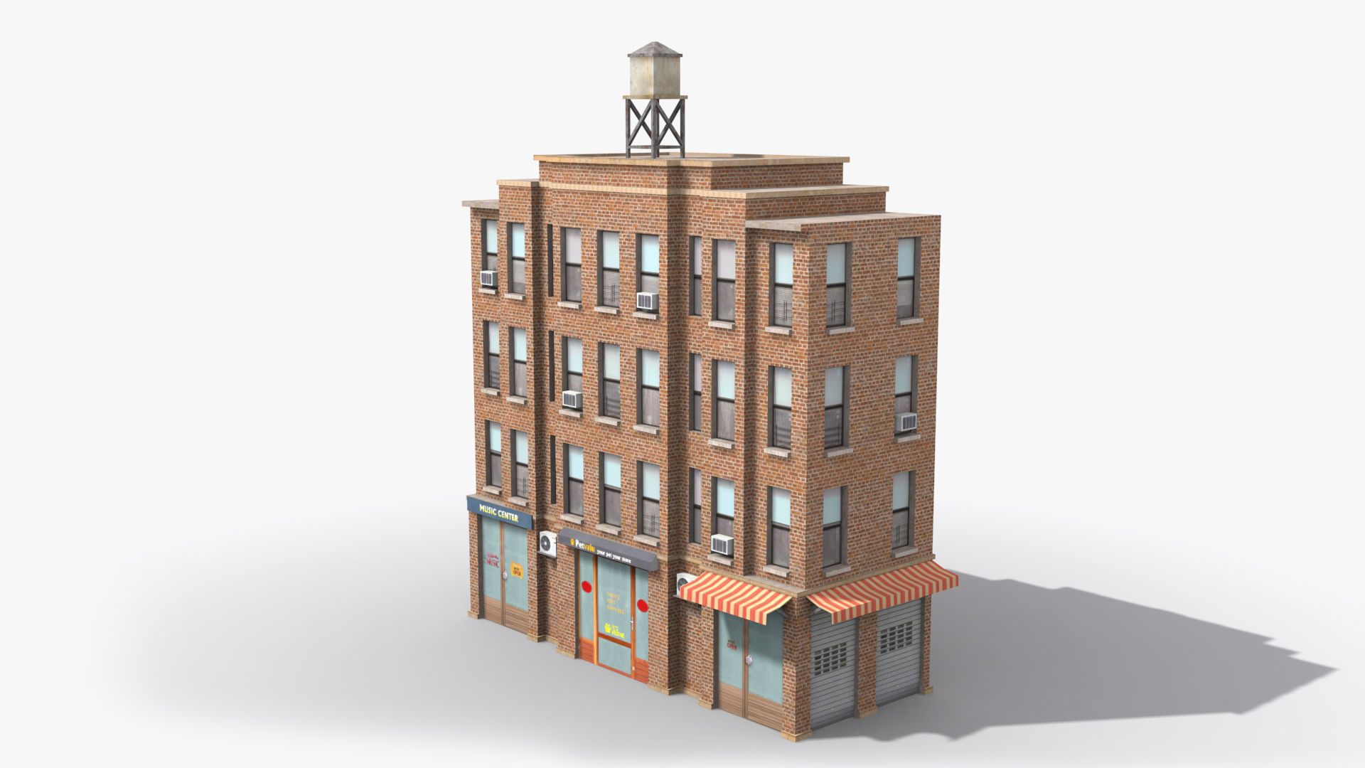 Apartment Building x6 Low-poly 3D model_4