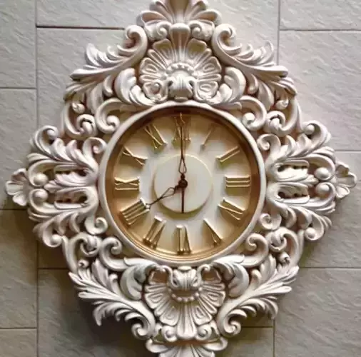 3 file of wood carved clock 