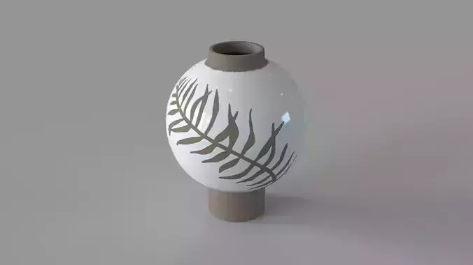 Fern Large Vase White And Tan 3D model