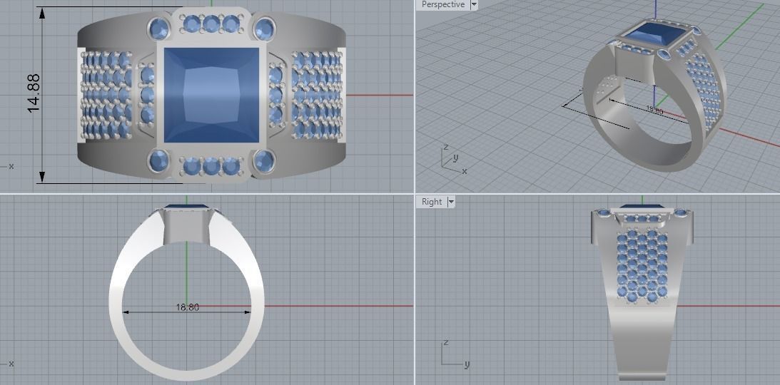 ring ring gold with sapphire and diamonds 3D print model_4