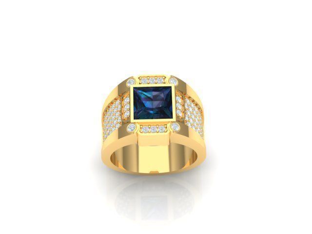ring ring gold with sapphire and diamonds 3D print model_1