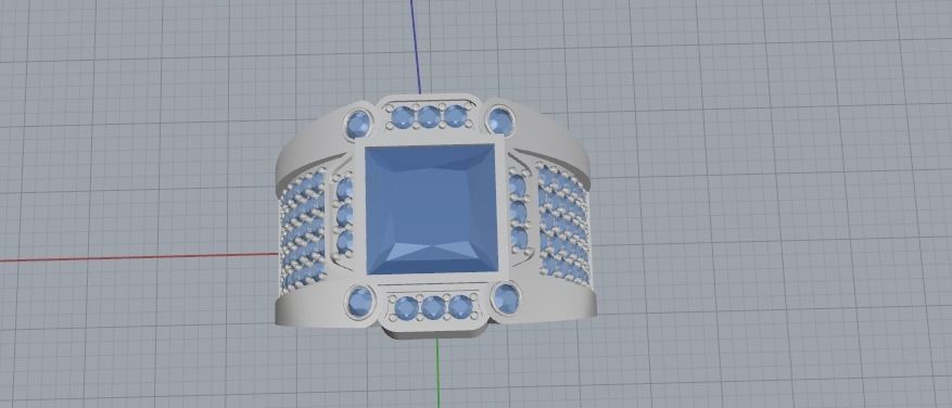 ring ring gold with sapphire and diamonds 3D print model_7