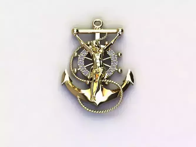 Jesus with diamond anchor pendant 2022 idea 3D model 3D model