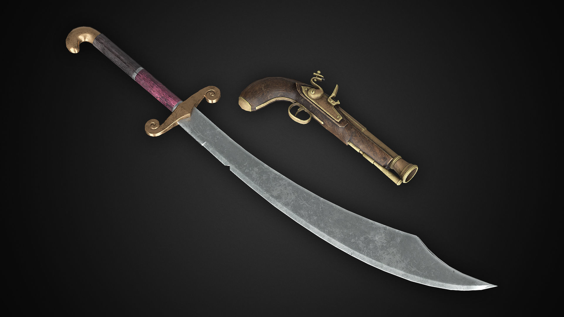 Skeleton Pirate Low-poly 3D model_6