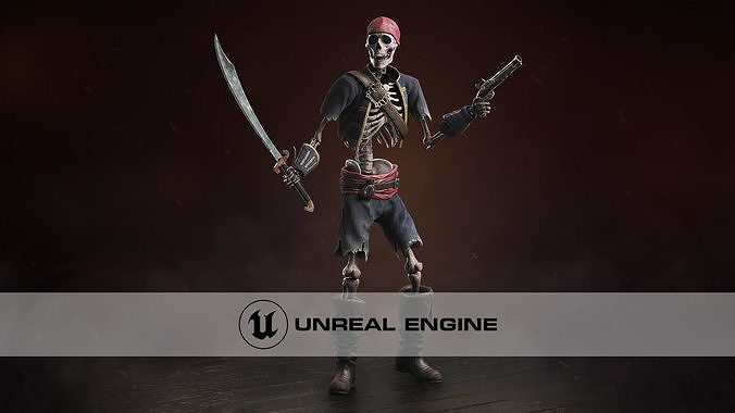 Skeleton Pirate Low-poly 3D model