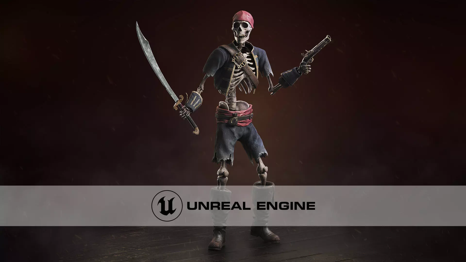 Skeleton Pirate Low-poly 3D model_0