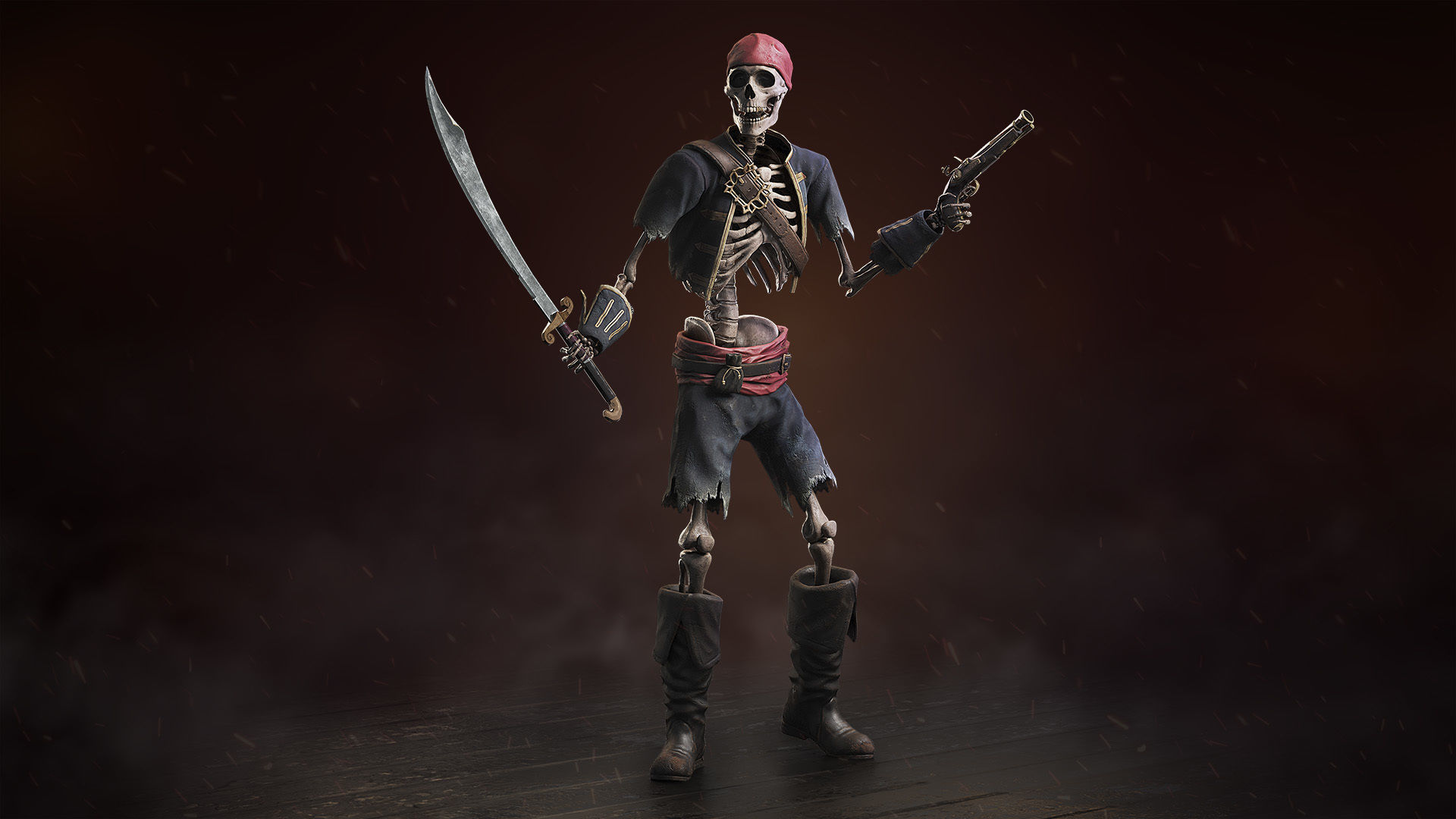 Skeleton Pirate Low-poly 3D model_2