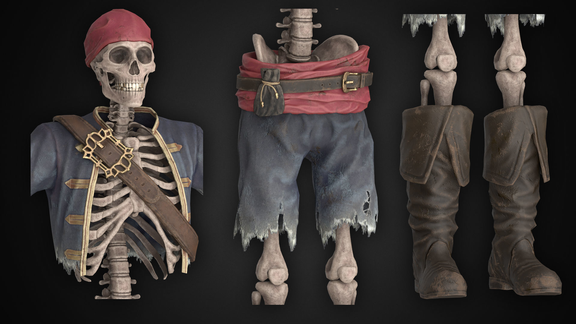 Skeleton Pirate Low-poly 3D model_5