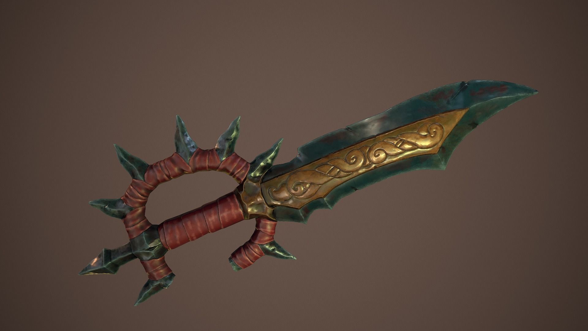 Stylized goblin dagger game ready PBR low-poly Free low-poly 3D model_4