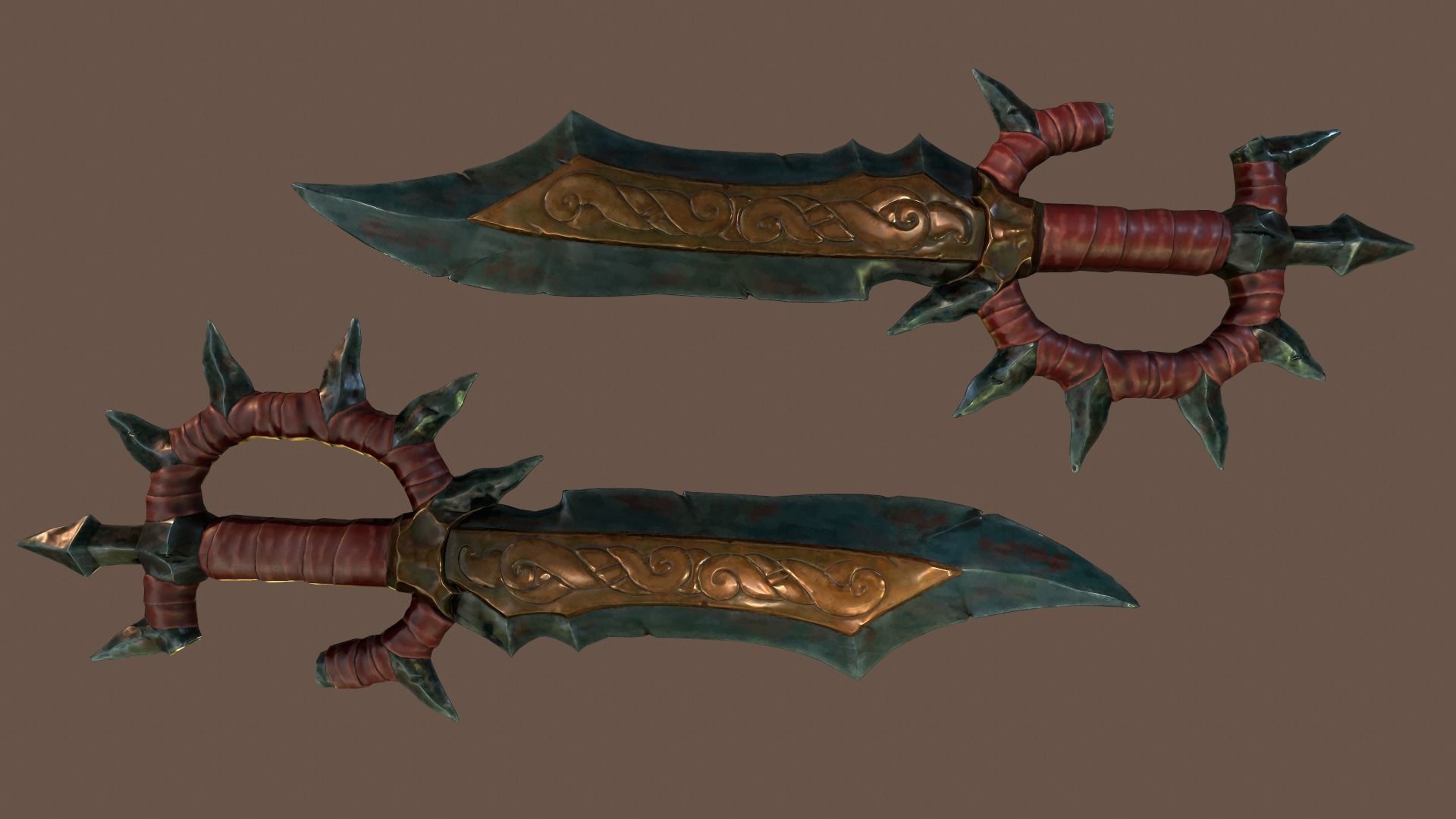 Stylized goblin dagger game ready PBR low-poly Free low-poly 3D model_2