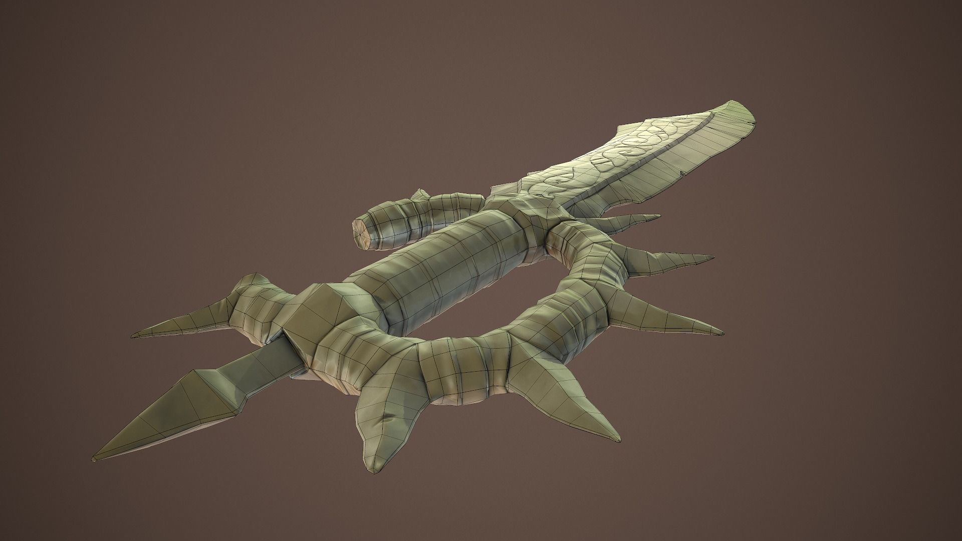 Stylized goblin dagger game ready PBR low-poly Free low-poly 3D model_19