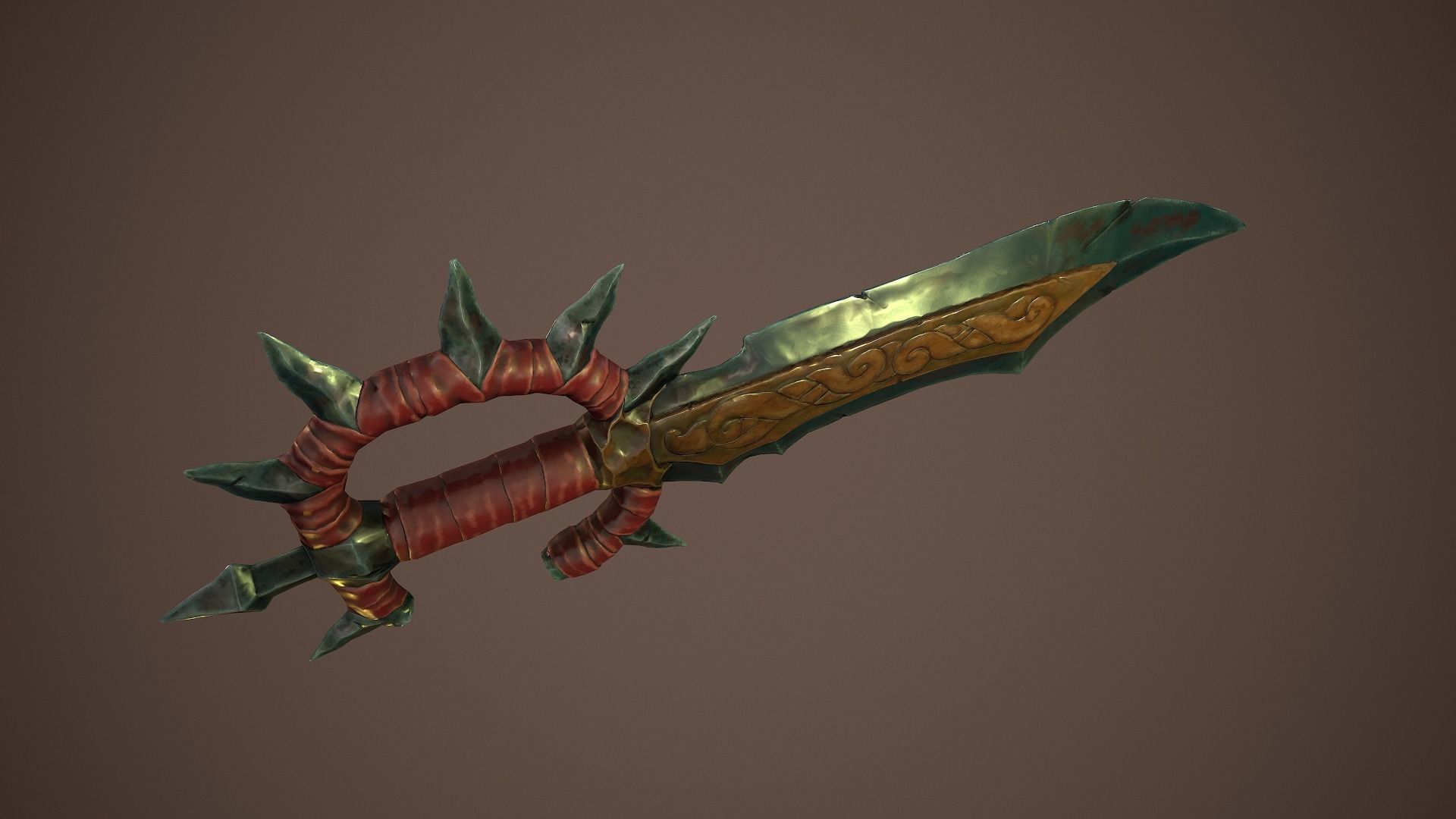 Stylized goblin dagger game ready PBR low-poly Free low-poly 3D model_5