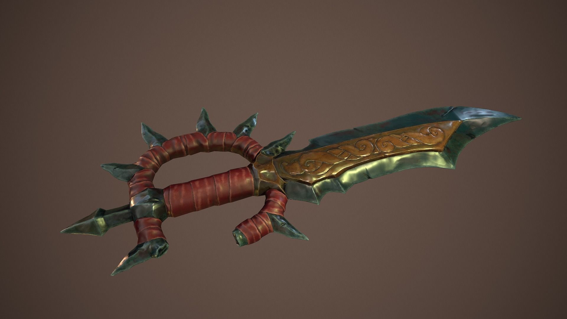 Stylized goblin dagger game ready PBR low-poly Free low-poly 3D model_3