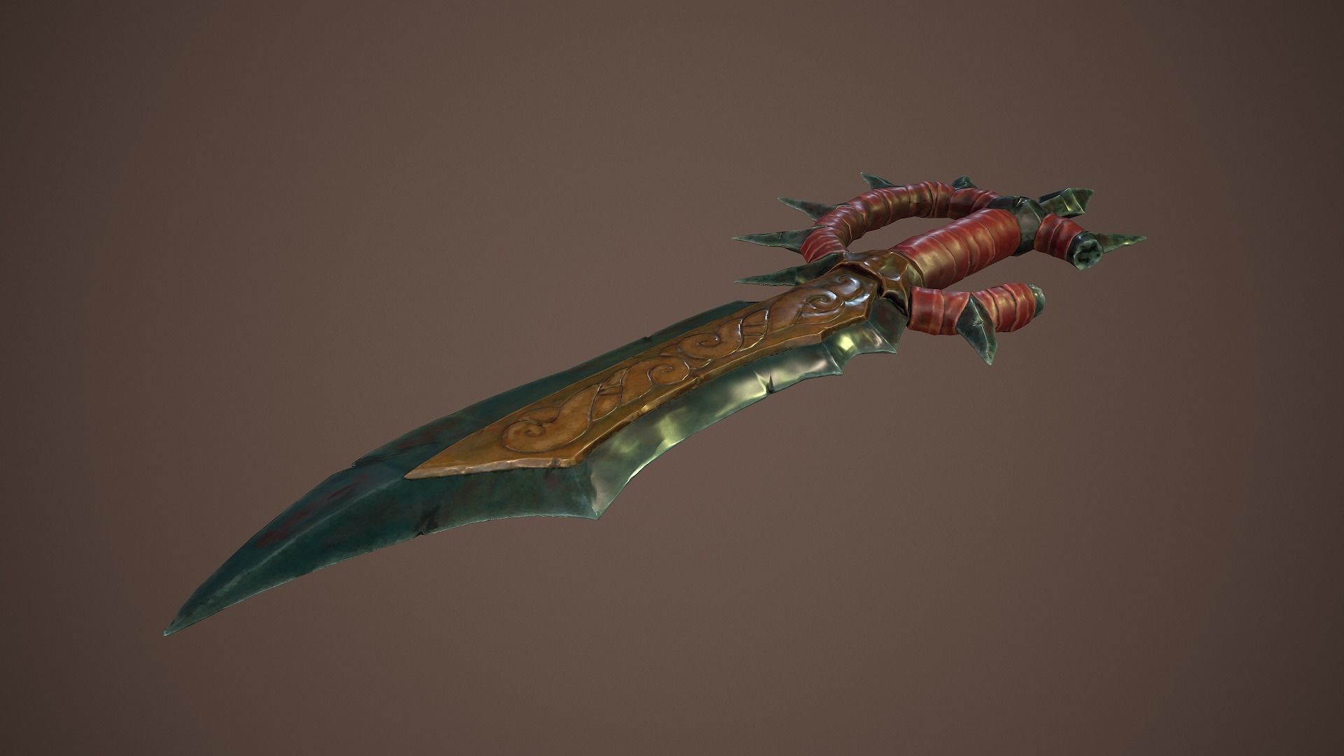 Stylized goblin dagger game ready PBR low-poly Free low-poly 3D model_11